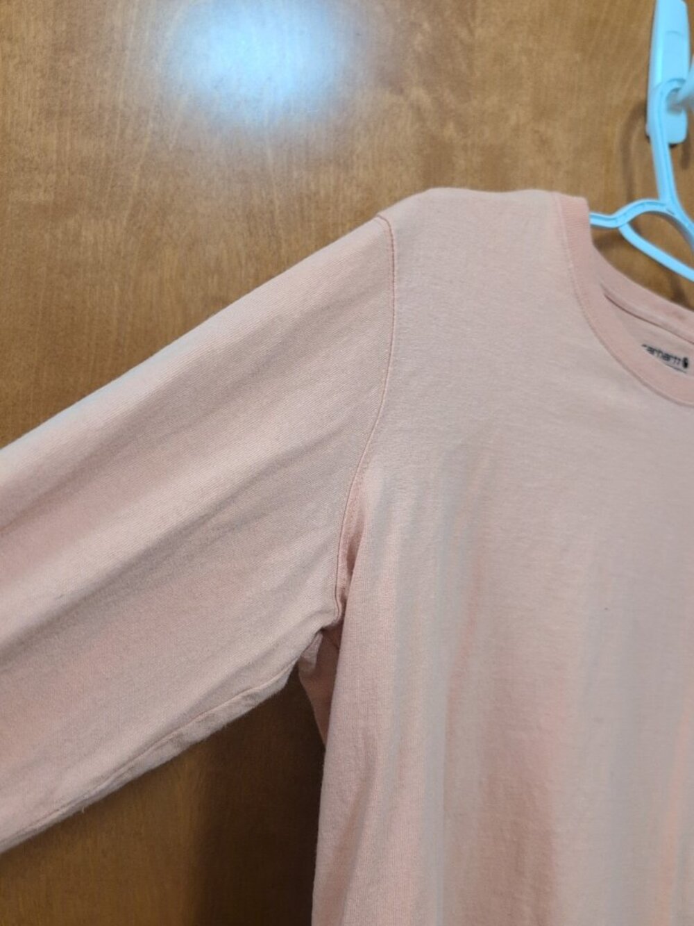 Carhartt Shirt Youth L Loose Fit Salmon Long Sleeve Tee Solid Crew Neck Workwear - Picture 4 of 7
